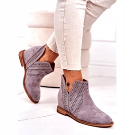 Áttört csizma Grey Melanie ékre szürke 2