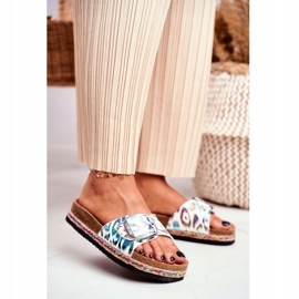 Női papucs Big Star Metallic Pattern DD274127 fehér lila ezüst zöld 1