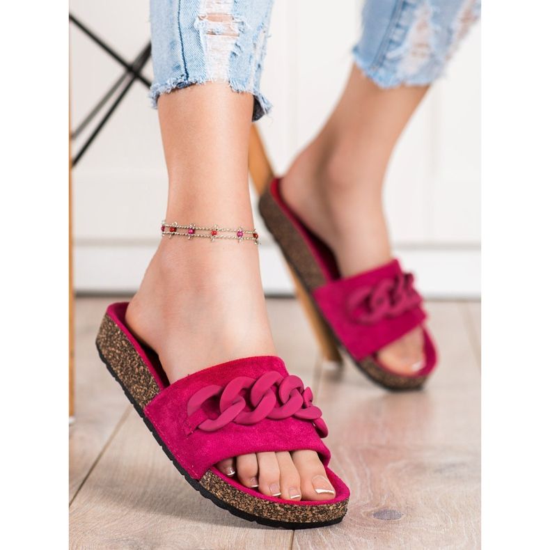 SHELOVET Divatos papucs díszítéssel narancssárga 1