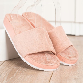 SHELOVET Divatos velúrpapucs rózsaszín 2