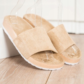 SHELOVET Divatos velúrpapucs barna 1