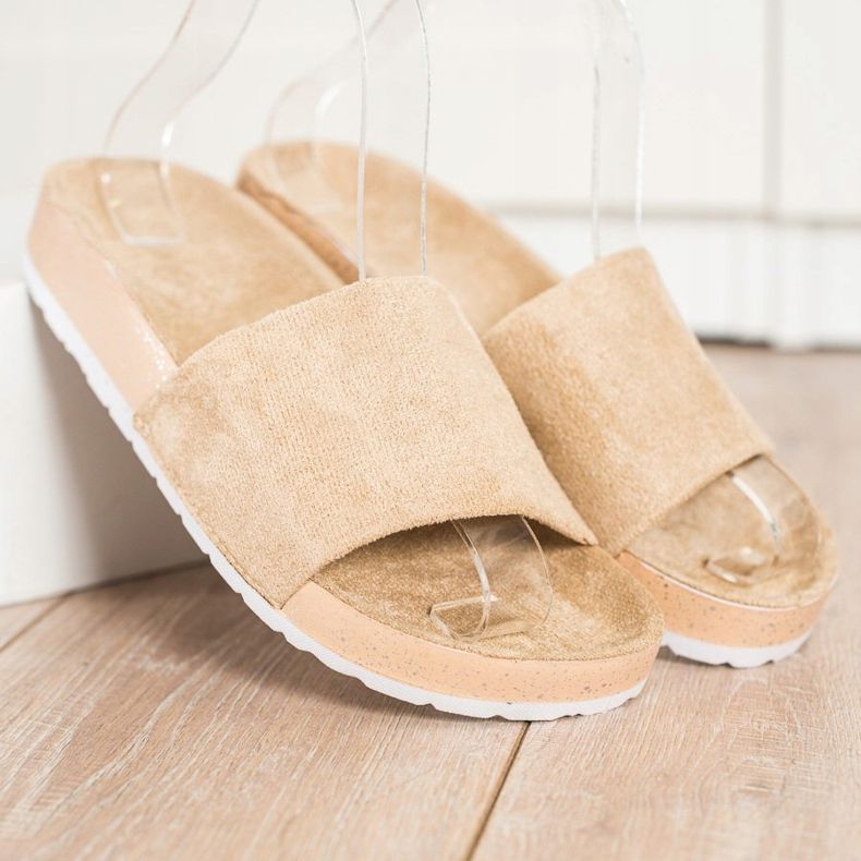 SHELOVET Divatos velúrpapucs barna 1