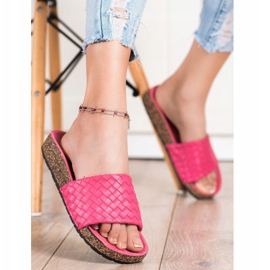 SHELOVET Divatos szőtt papucs rózsaszín 2