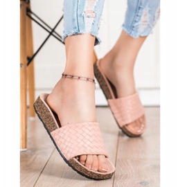 SHELOVET Divatos fonott papucs barna 1