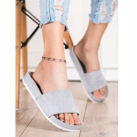 SHELOVET Divatos velúrpapucs szürke 2