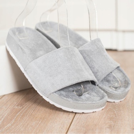 SHELOVET Divatos velúrpapucs szürke 1