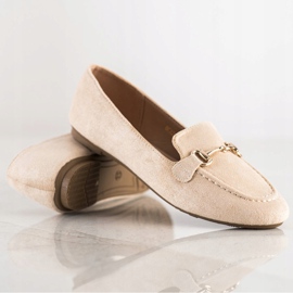 VINCEZA Glitter mokaszin bézs 1