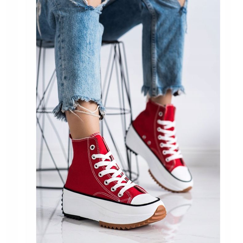 SHELOVET Magas cipők a platformon piros 2