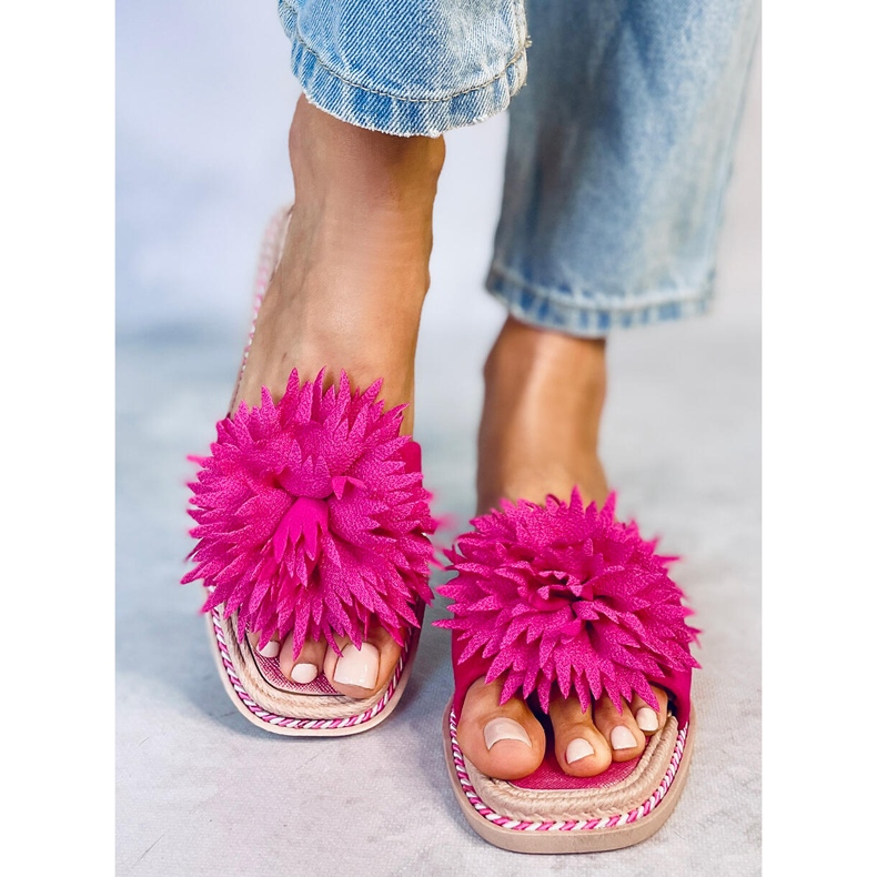 Papucs fukszia virággal 35-218 Szilva vörös rózsaszín 1