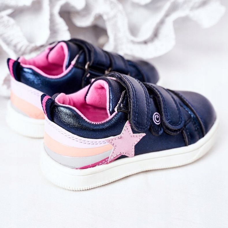 PE1 Gyermek ökobőr sportcipő szivárványos, sötétkék jázminnal sokszínű 1