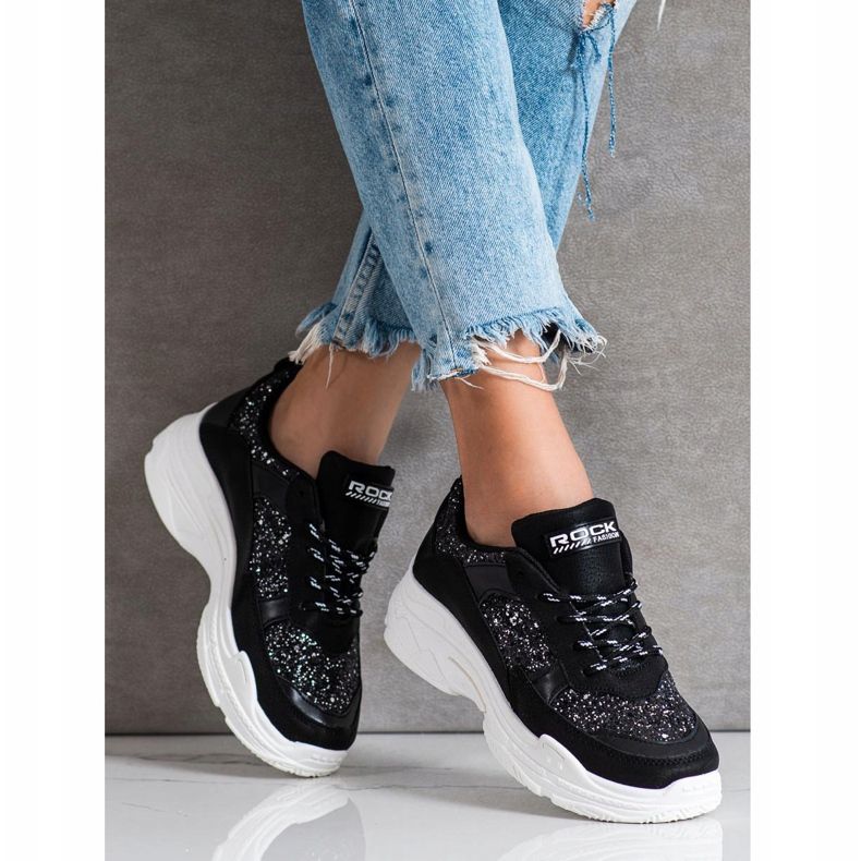 SHELOVET Fekete cipők csillogással 2