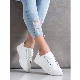 SHELOVET Áttört cipők Eco bőrrel fehér 2