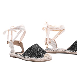 Fekete Cassandra brokát espadrillákat kötött bézs 1 Fekete Cassandra brokát espadrillákat kötött bézs 1