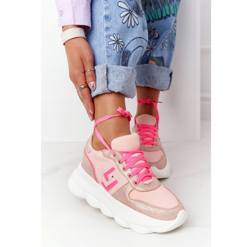 Női sportcipő a platformon lu boo pink rózsaszín sokszínű 2