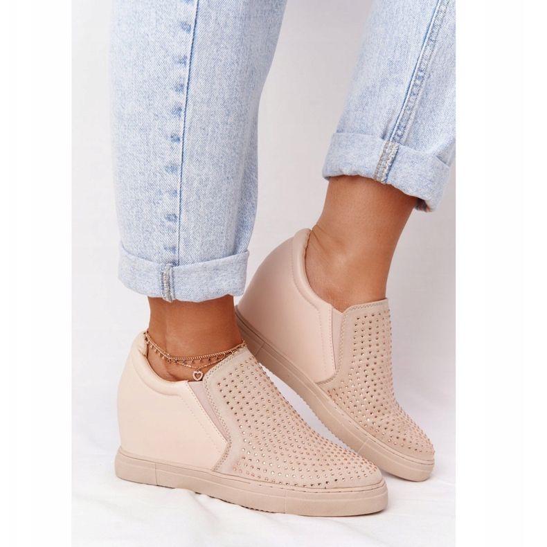 Ék cipők flitterekkel Lu Boo bézs barna 2