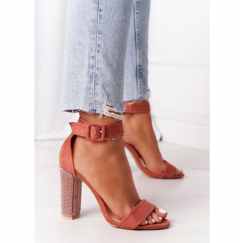 Szandálok egy bárban Cubic Zirconia Lu Boo Ceglaste piros sokszínű 2