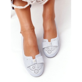 Rio Flore Bőr környezetbarát kék balerinák ezüst 3