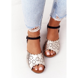 Bőr Maciejka 05199-25 Fekete és arany szandál aranysárga 1