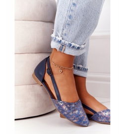 Maciejka 4972A-17 Navy Blue bőr balerinák sötétkék 2