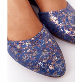 Maciejka 4972A-17 Navy Blue bőr balerinák sötétkék 1