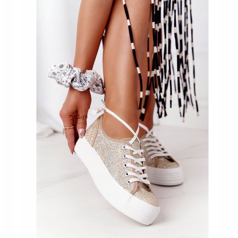 S.Barski Csillogó cipők a Golden Luna platformon aranysárga 1