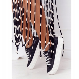 S.Barski Csillogó cipők a fekete Luna platformon 2