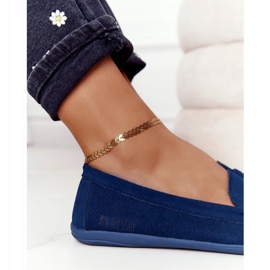 Női Suede Loafers Big Star HH274663 Navy Blue sötétkék 1
