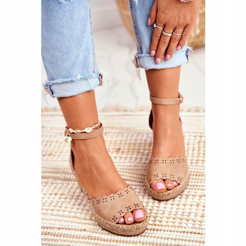 EVE Női szandál Wedge Espadrilles Bézs 9SD98- 0953 Nyilas 3