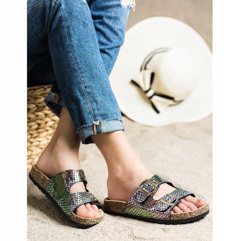 SHELOVET Papucs Holo effektussal fekete 2