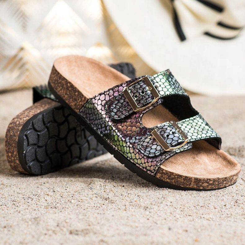 SHELOVET Papucs Holo effektussal fekete 1