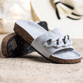 SHELOVET Divatos papucs díszítéssel szürke 1