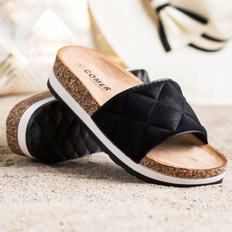 Comer Kényelmes papucs a platformon fekete 1 Comer Kényelmes papucs a platformon fekete 1