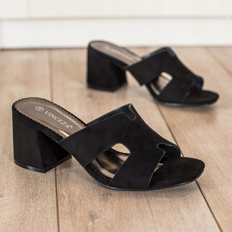 VINCEZA papucs fekete 2