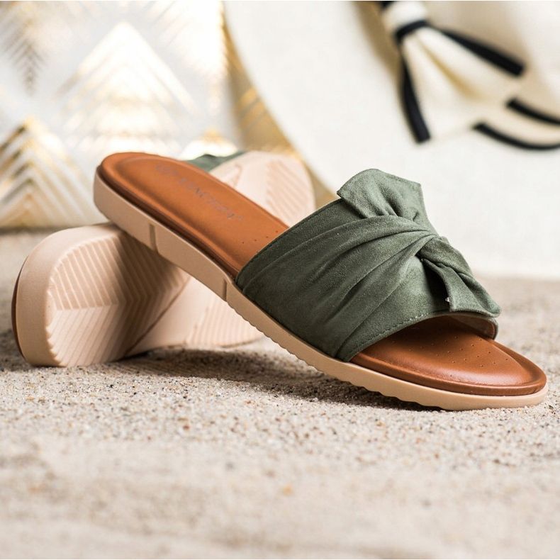 VINCEZA velúr papucs zöld 1