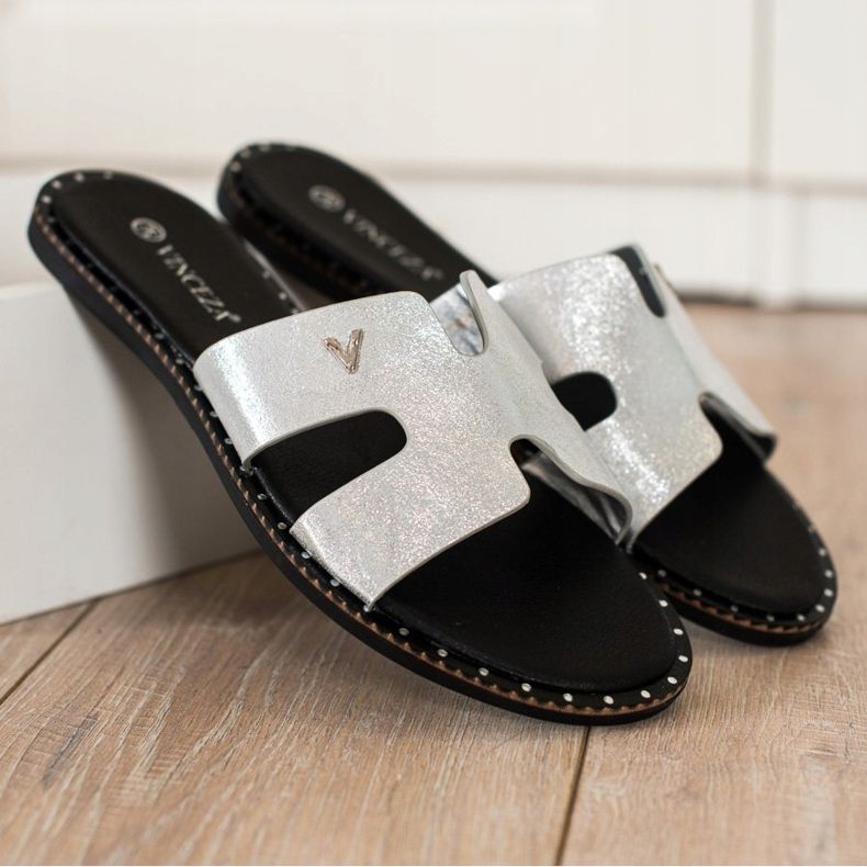 Csillogó VINCEZA papucs ezüst 1