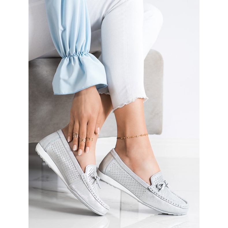 Goodin Bőr cipő íjjal ezüst szürke 1