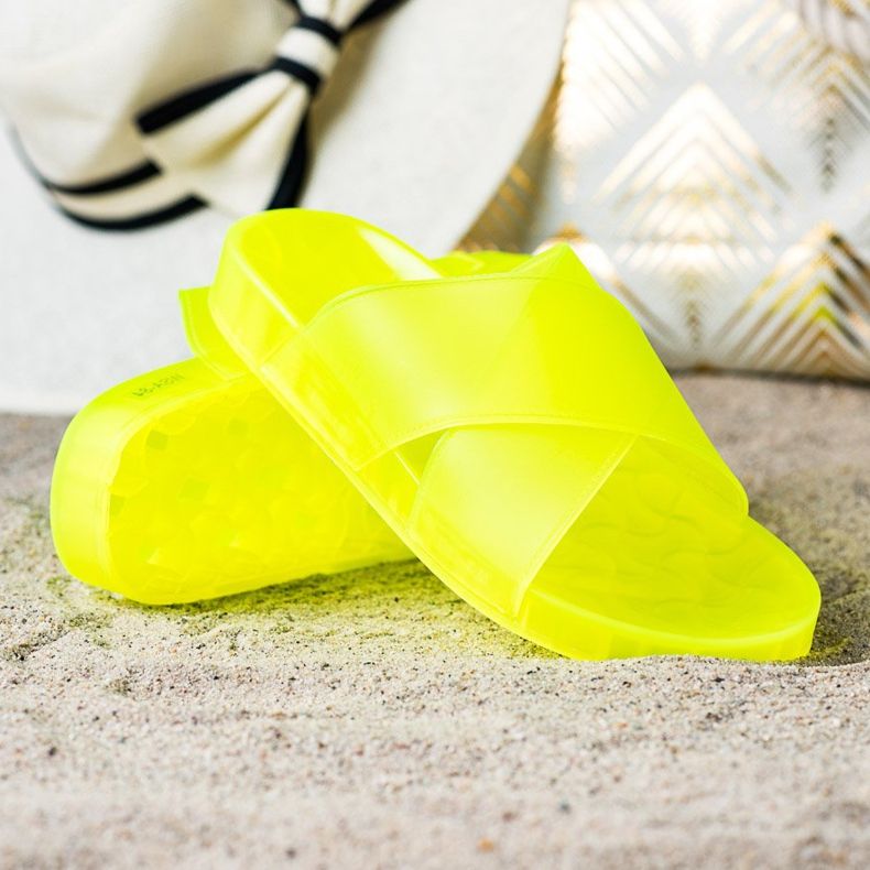 SHELOVET Divatos gumi papucs sárga 1