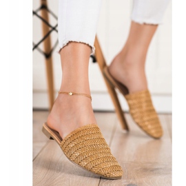 SHELOVET Szalma papucs barna 2