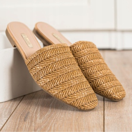 SHELOVET Szalma papucs barna 1