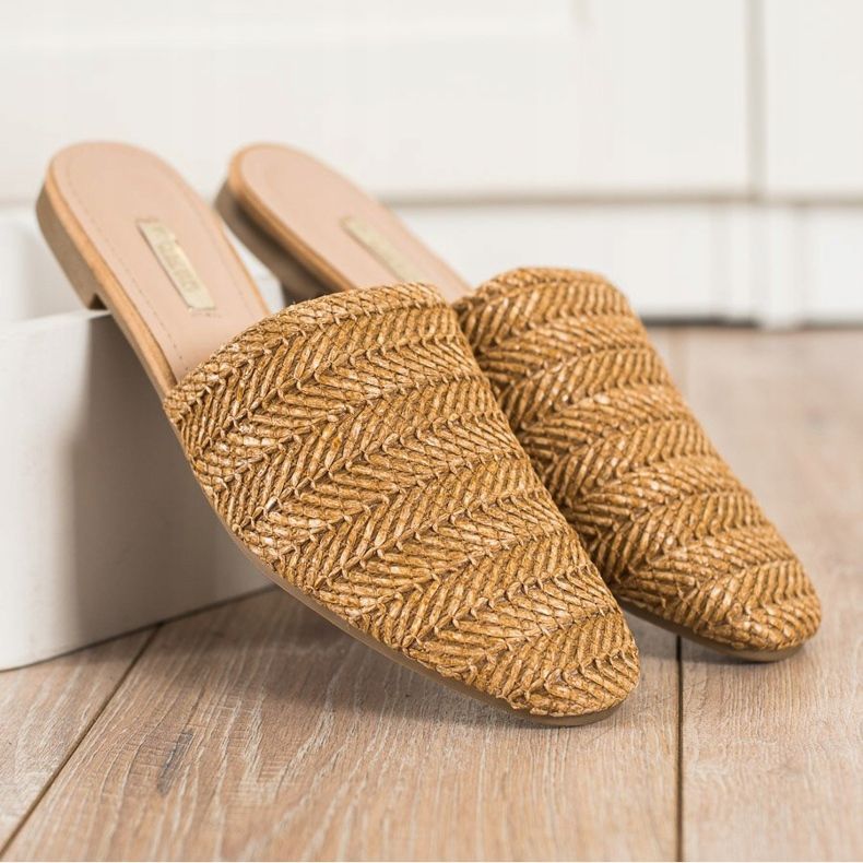 SHELOVET Szalma papucs barna 1