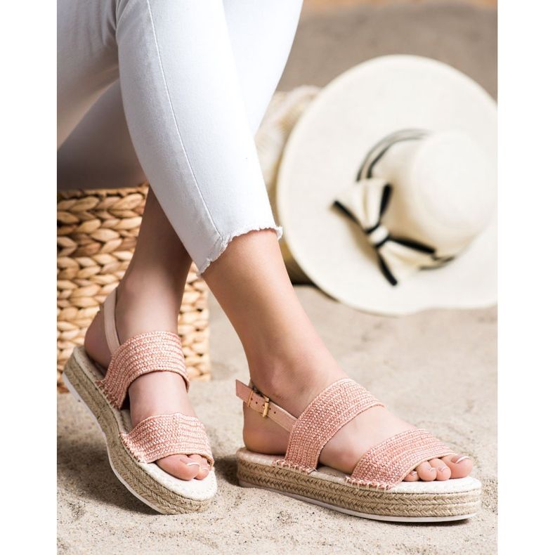 SHELOVET Fonott szandál a platformon rózsaszín 2