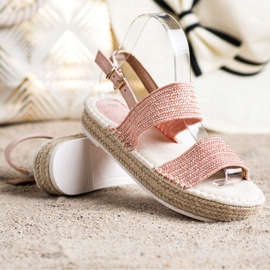 SHELOVET Fonott szandál a platformon rózsaszín 1