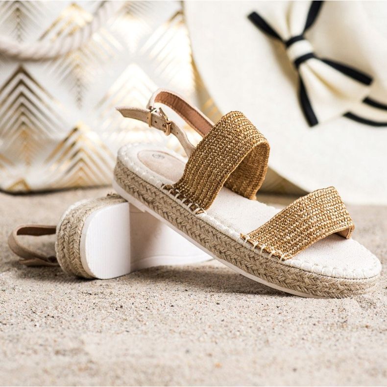 SHELOVET Fonott szandál a platformon bézs narancssárga 1