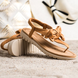 SHELOVET Flip-flops szandál íjjal barna 1