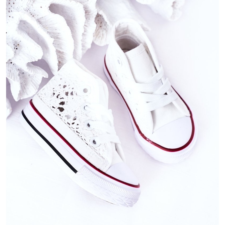 Gyermek magas tornacipő csipkével fehér Roly-Poly 2