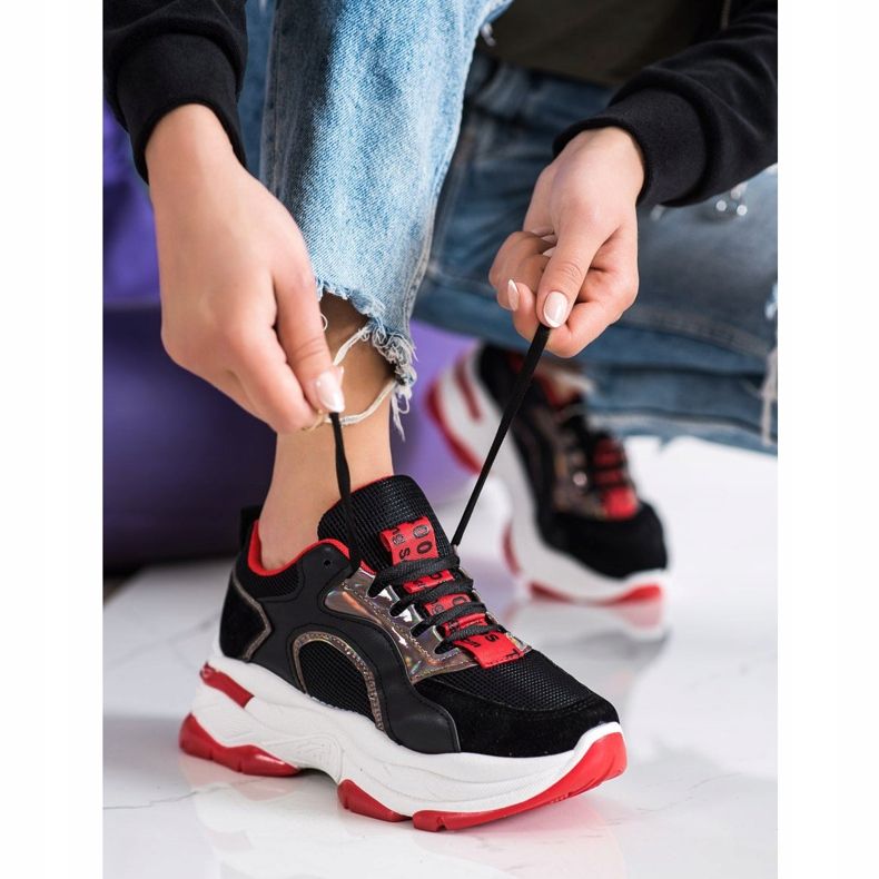 Cipők a FASHION platformon fekete piros 2