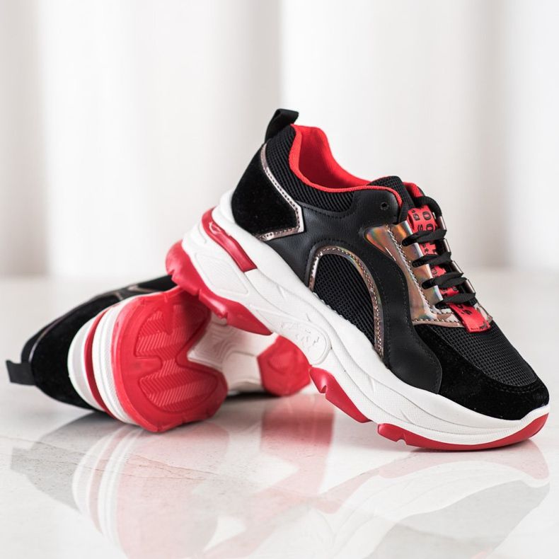 Cipők a FASHION platformon fekete piros 1