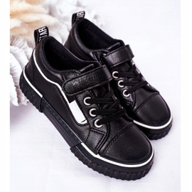 Gyermek bőr cipők tépőzárral Big Star HH374029 fekete 2