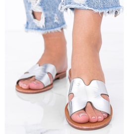 Phoenix krokodilbőr mintás ezüst papucs 1