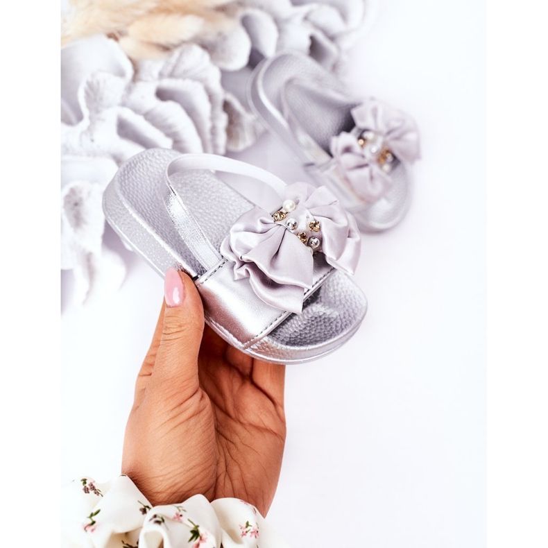 FRROCK Gyermek Lány Diák Íj Gyöngy Ezüst Senari szürke 2